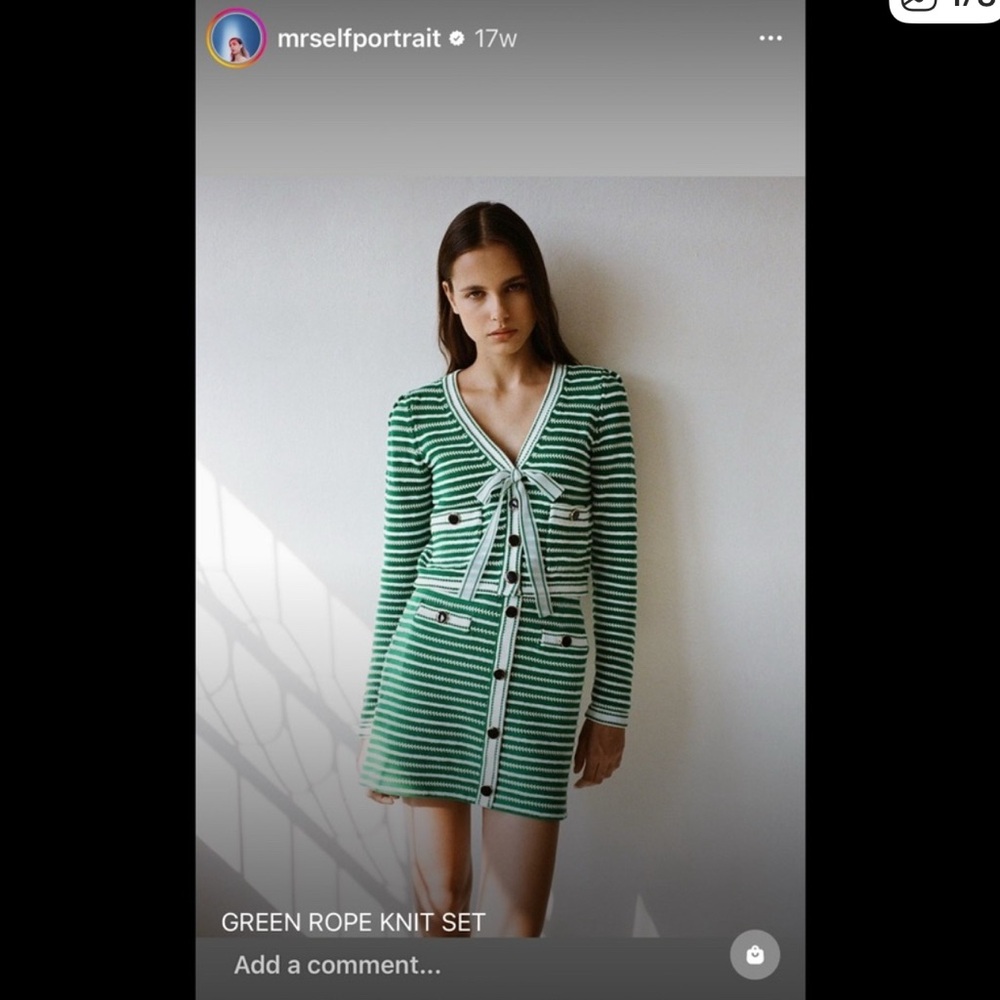 Self Portrait Green Rope Knit Full Set